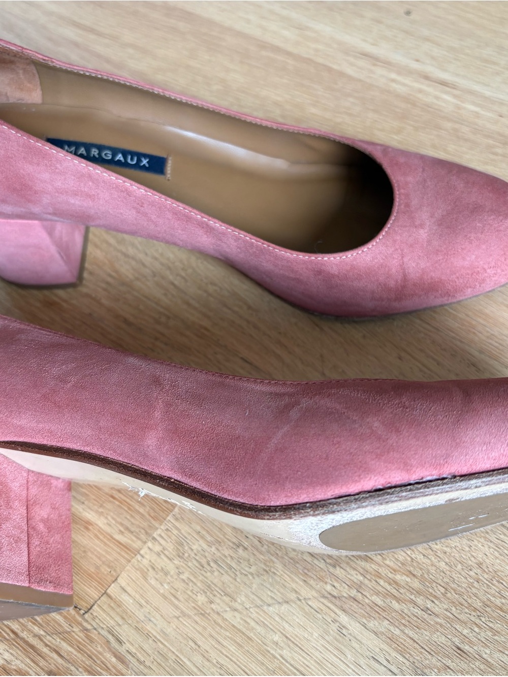 Margaux Suede Block Heel Pumps in Rose Pink - Picture 6 of 10